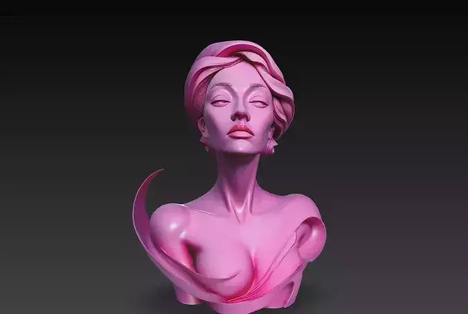Elegant Female Bust Sculpture STL Stylized 3D Print Model