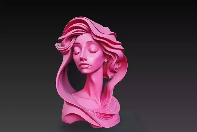 Stylized Female Bust Sculpture STL Decorative 3D Model