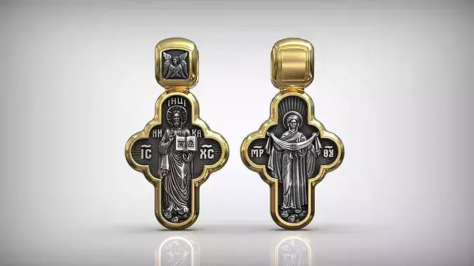 Jesus Christ and Virgin Mary Orthodox Baptism Cross