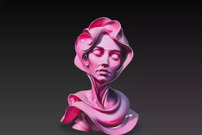 Abstract Female Bust Sculpture STL Modern Art 3D Model