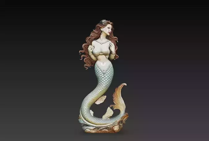 Mermaid Fantasy Statue STL 3D Print Decorative Sculpture