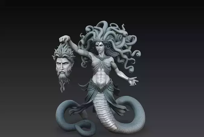 Medusa Mythology Statue STL 3D Print Fantasy Sculpture