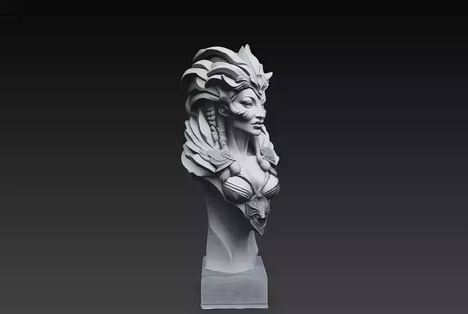 Fantasy Queen Bust Sculpture STL 3D Print Model
