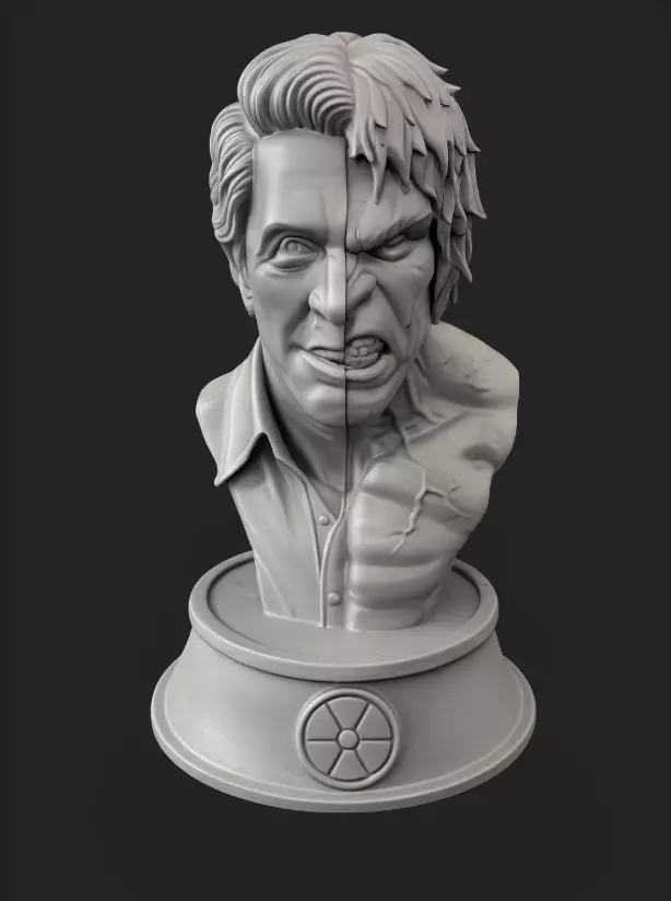 Hulk Dual Face Bust Printed Model 3D print model