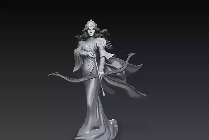 Fantasy Archer Queen Character STL 3D Printable Model