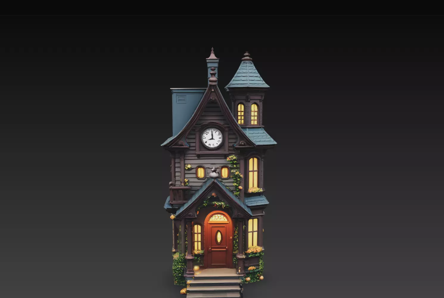 Fantasy Gothic Clock Tower House Miniature STL V1 3D print model