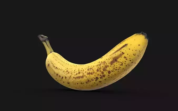 Realistic Ripe Banana 3D Model  Scan Style Decimated Mesh 3D model 4