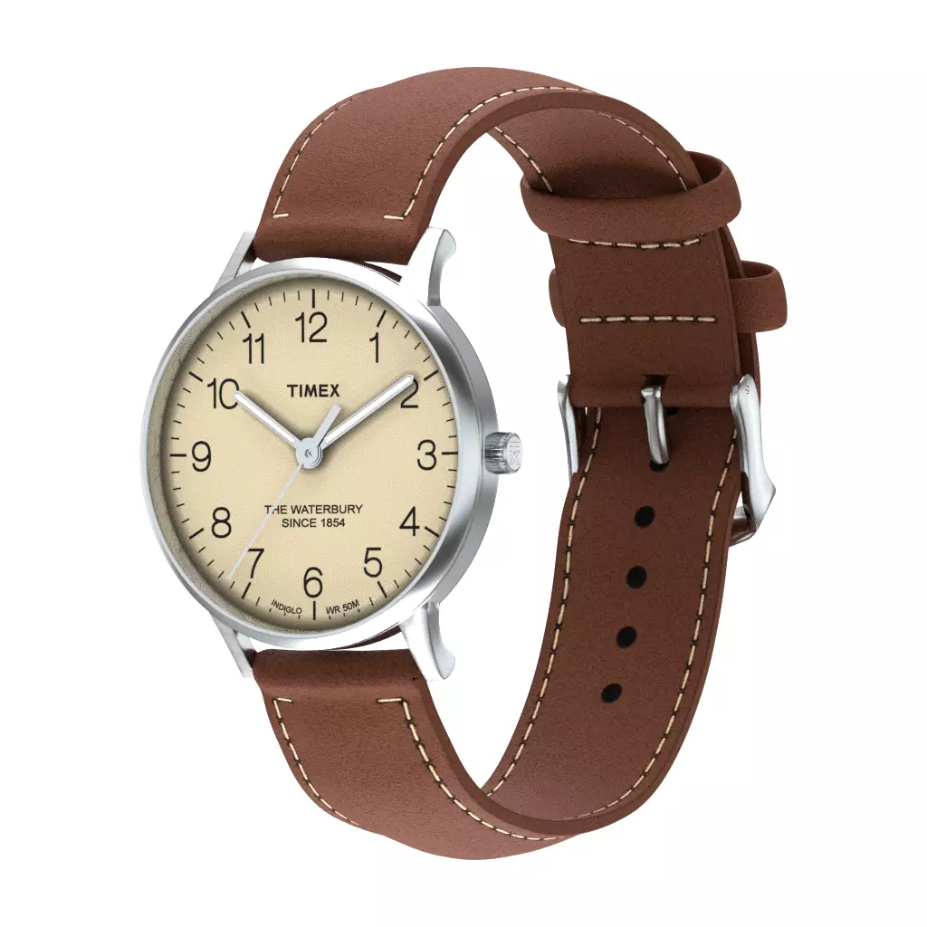 Timex Waterbury Classic Stainless Steel Tan Cream Low-poly 3D model