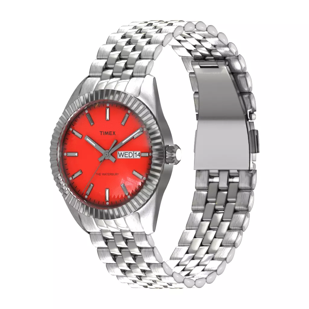 Timex Waterbury Legacy Stainless Steel Orange Low-poly 3D model