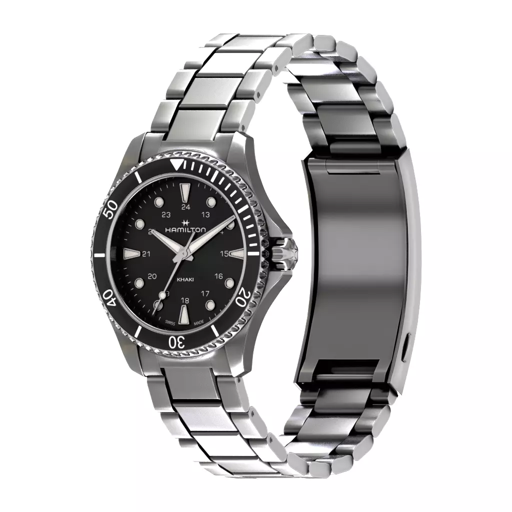 Hamilton Scuba Quartz Metal Strap Black Low-poly 3D model