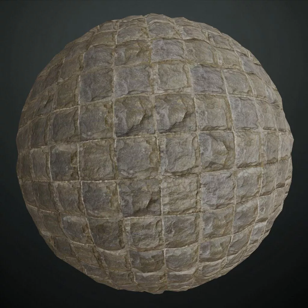 Realistic Square Castle Wall PBR Seamless Texture