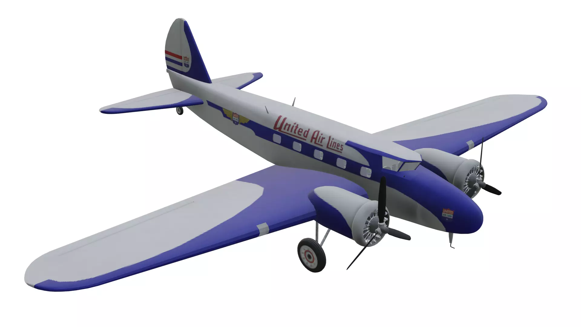 Airliner Boeing 247 Low-poly 3D model