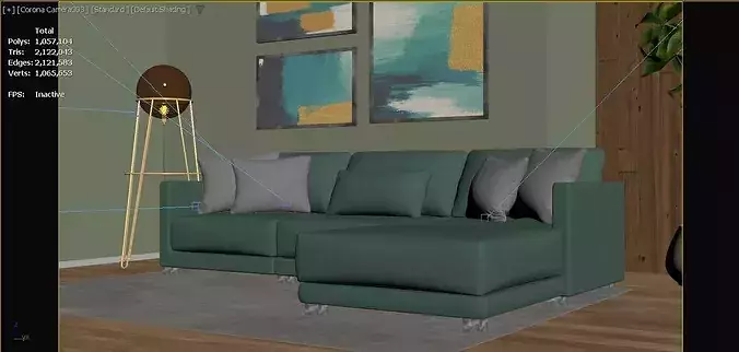 Modern Living Room 3D 3D model 7