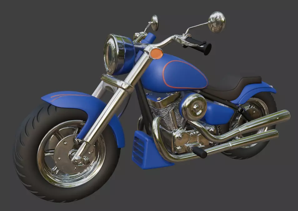 Cartoon Blue Motorcycle 3D Model 3D model