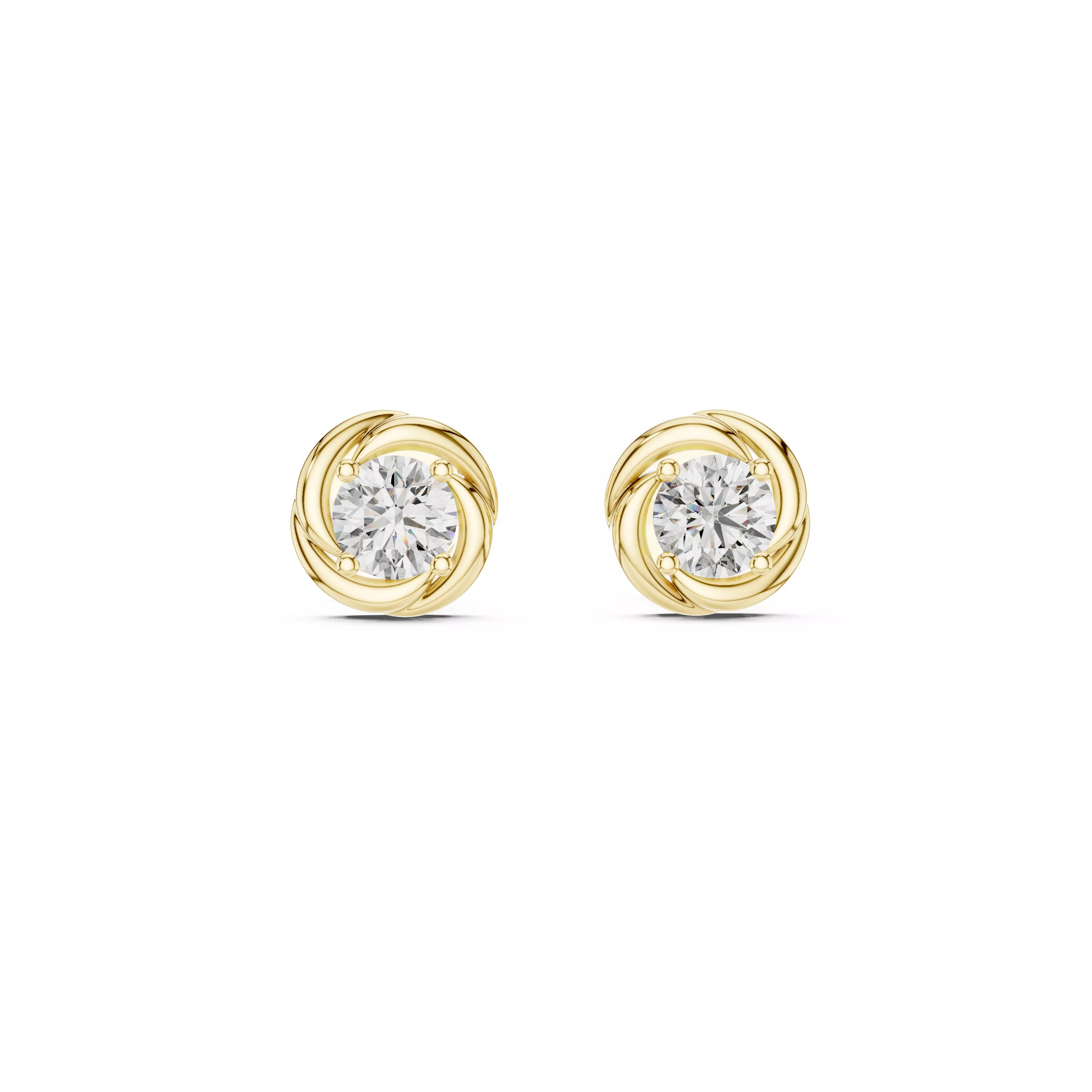 Twist Halo Round Diamond Stud Earrings Cad Studs 3D print model