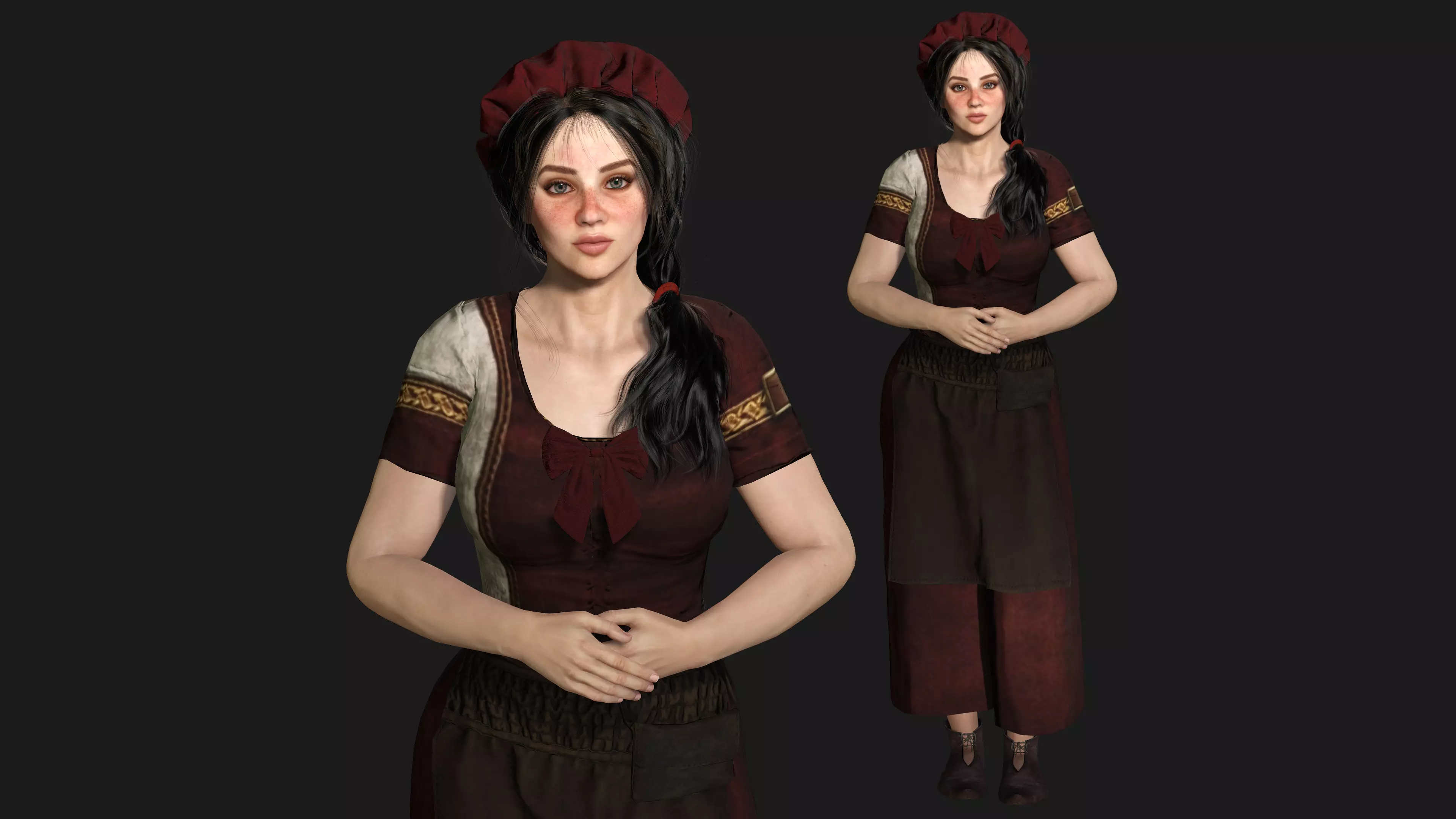 AAA 3D CHARACTER REALISTIC MEDIEVAL-Young Beautiful Fantasy Girl Low-poly 3D model