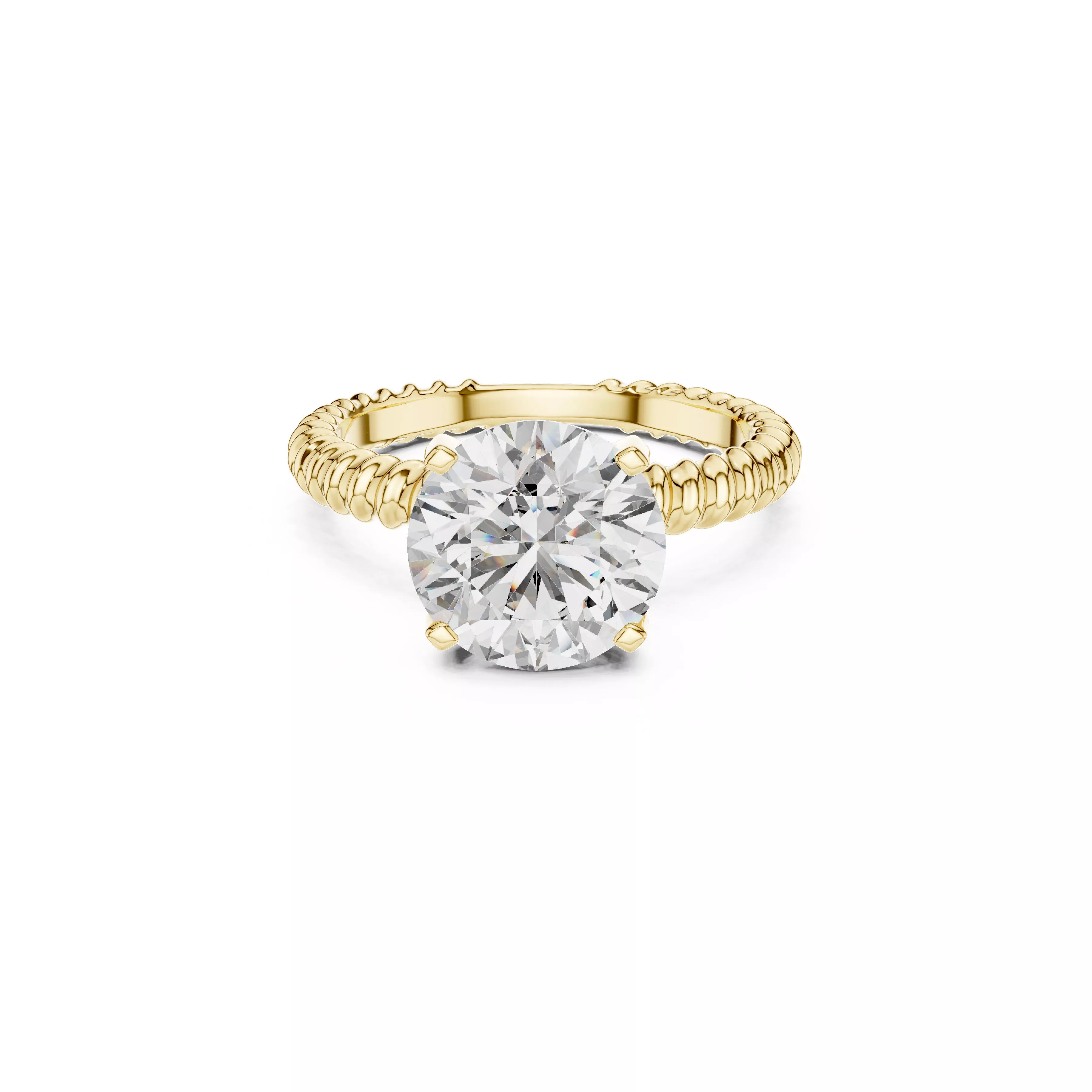 Elegant Rope Twist Shank Engagement Round Diamond Ring CAD 3D print model