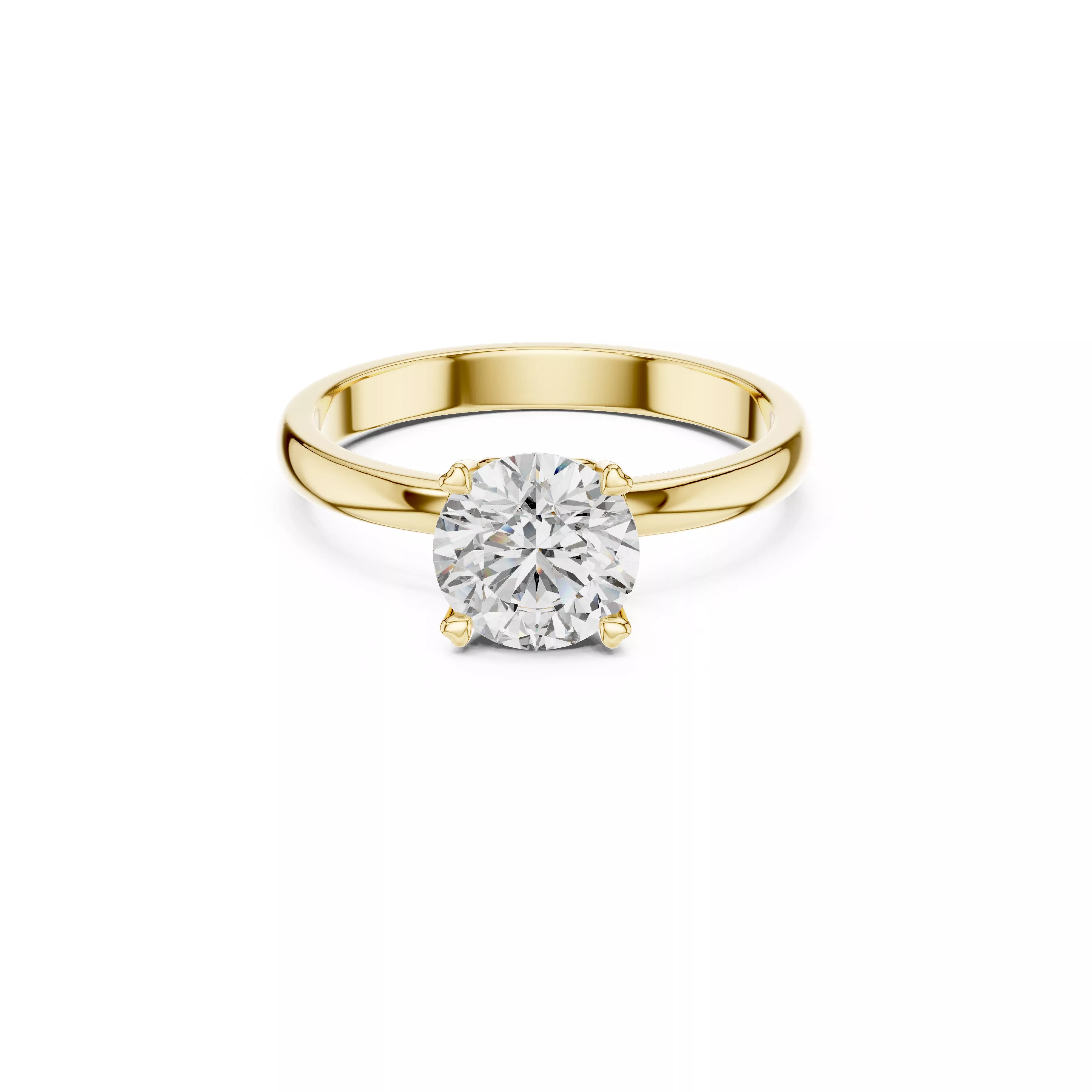 Classic Rounded Shank Round Diamond Solitaire Engagement Ring 3D print model