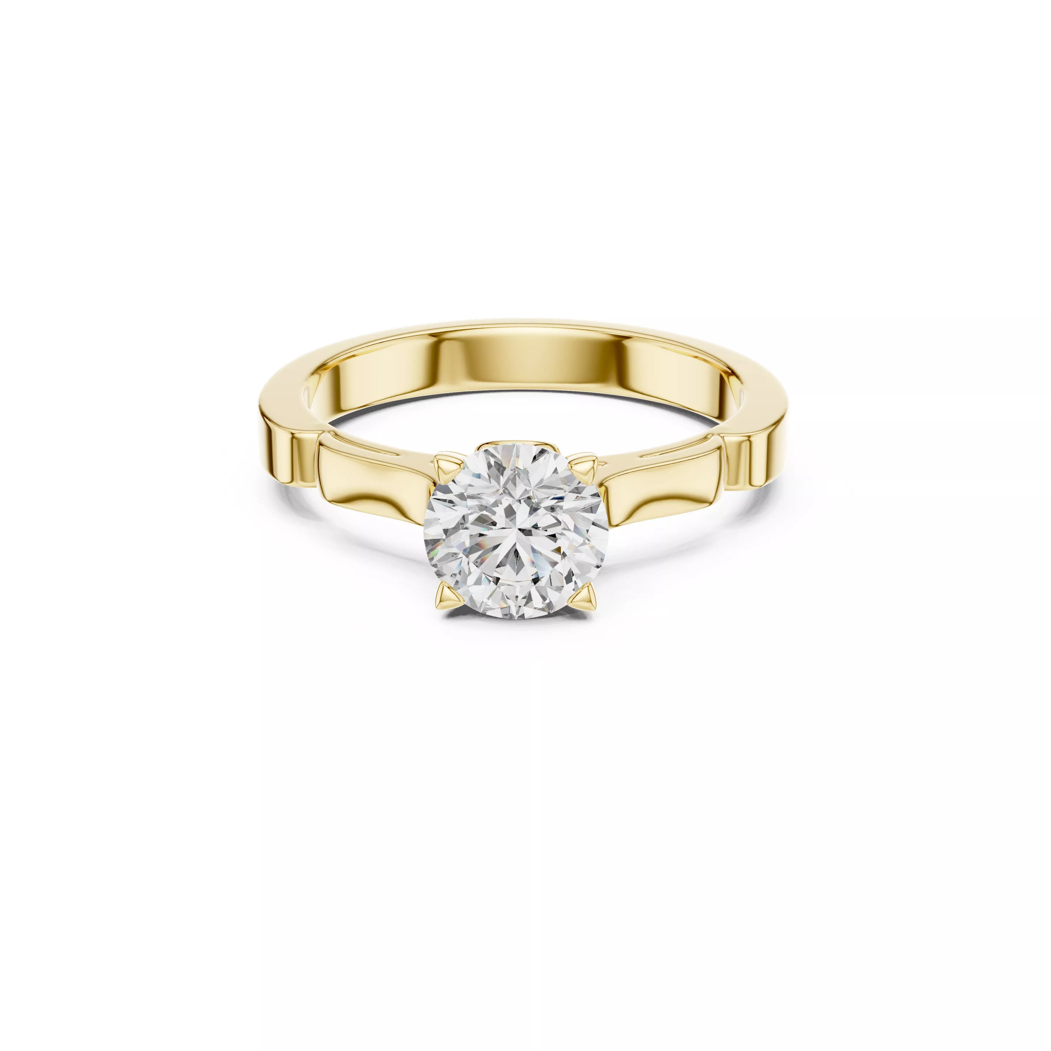 Elegant Sculpted Shoulder Engagement Round Diamond Ring CAD 3D print model