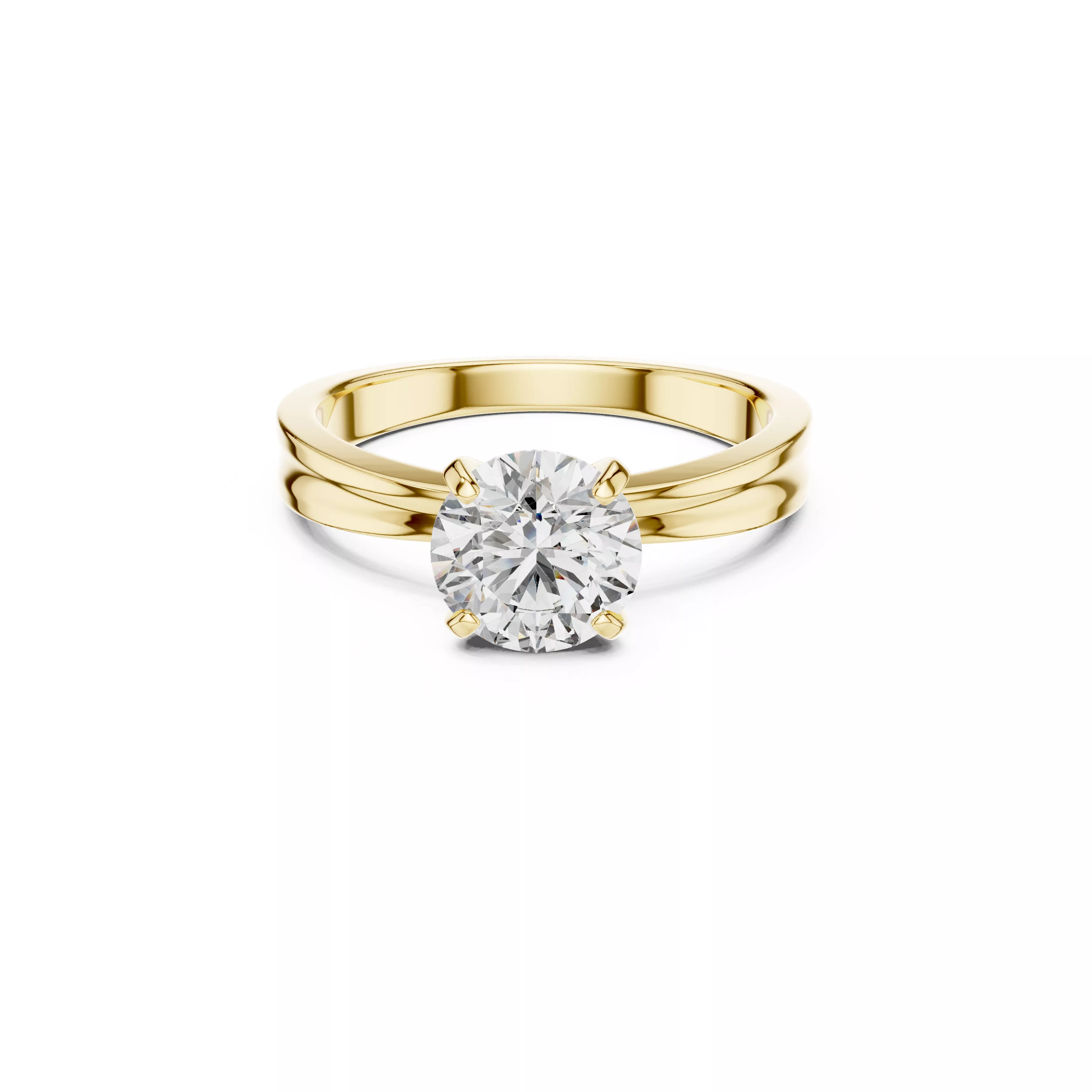Minimal Split Curve Shank Engagement Round Diamond Ring CAD 3D print model