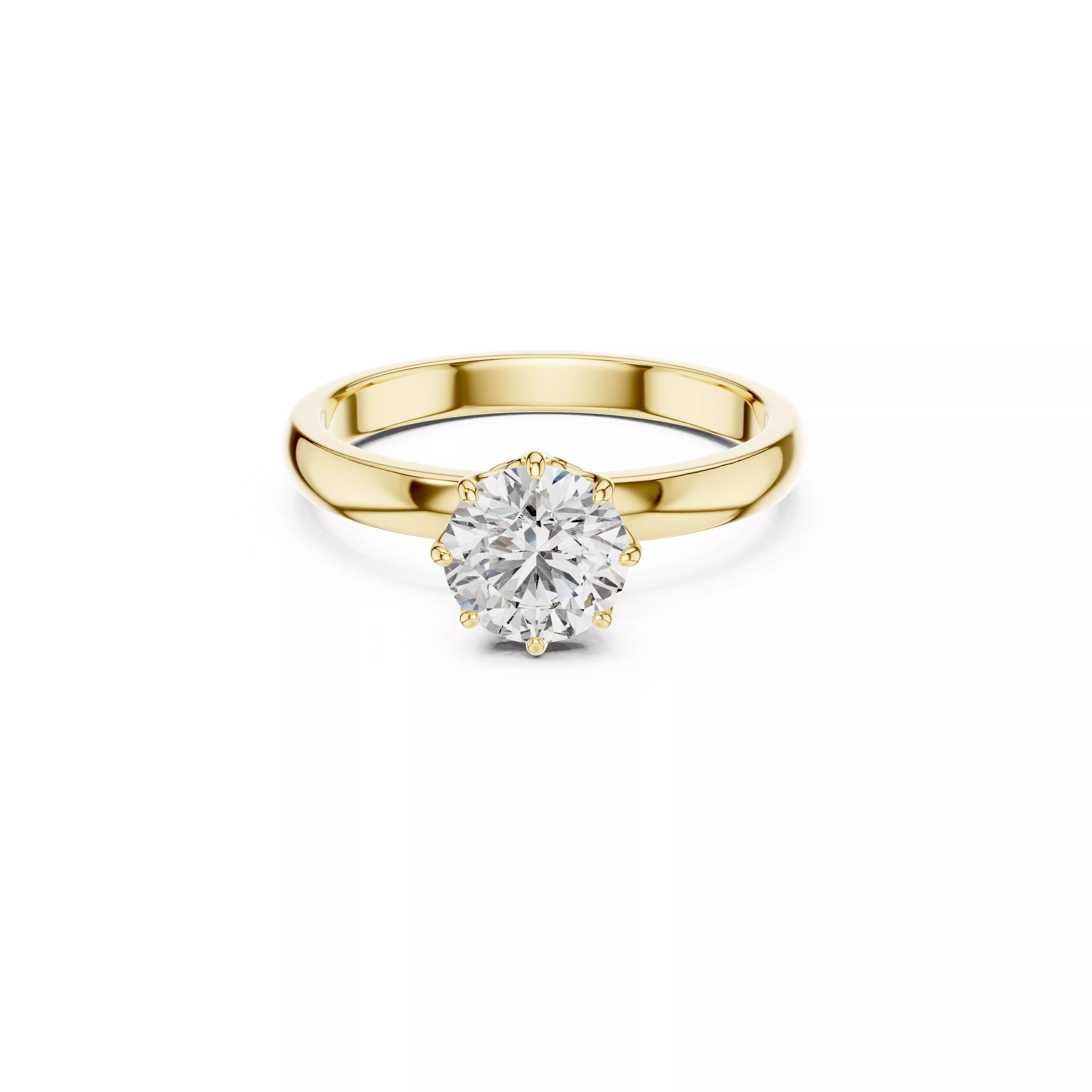 Classic Solitaire Round Diamond Engagement Ring CAD 3D print model