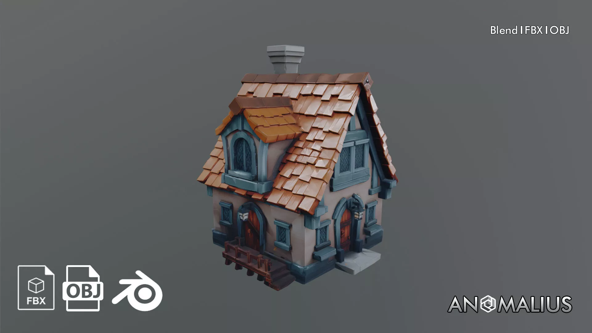 stylized house Low-poly 3D model
