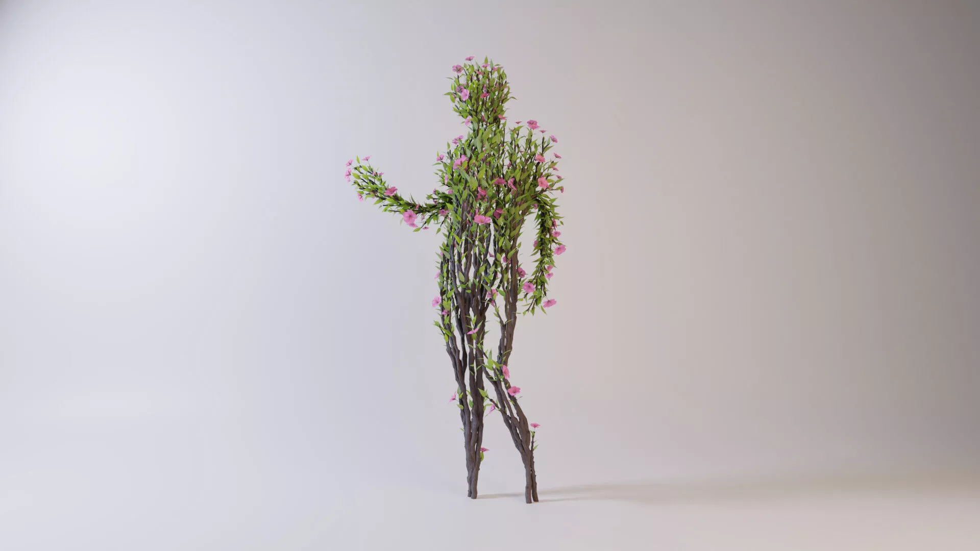 Growing Tree in a shape of a human animation 3D model