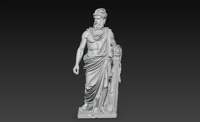 Ancient Greek Warrior Statue Classical Sculpture STL V1