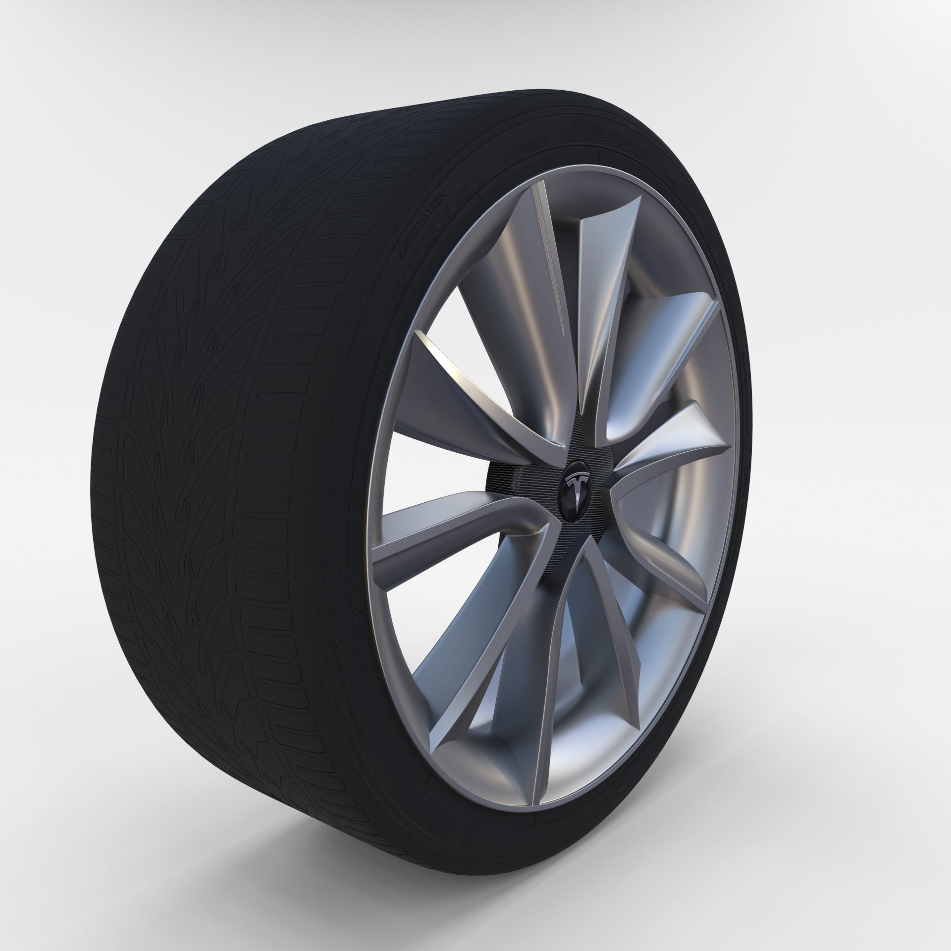 Tesla Model 3 Rim Low-poly 3D model_2