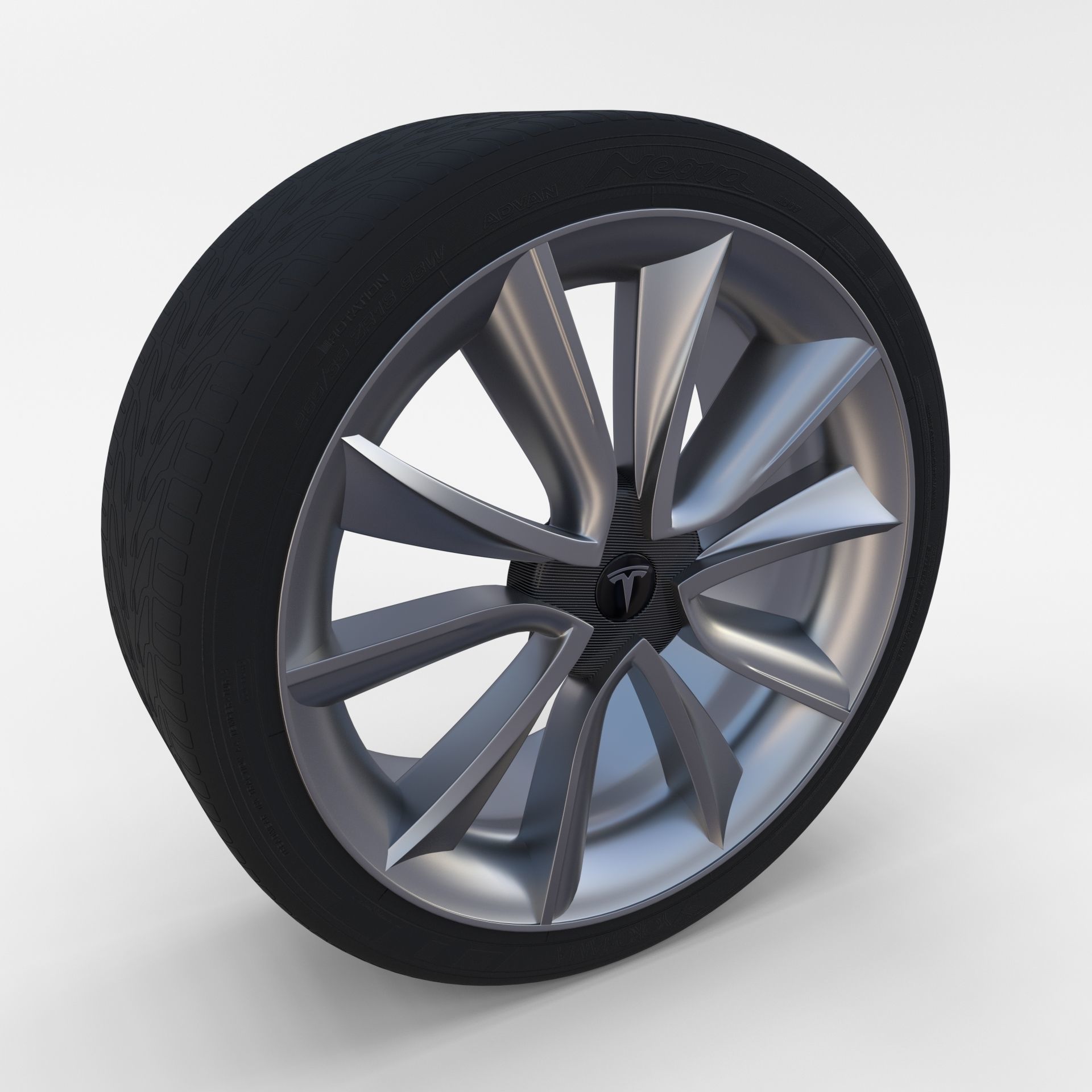 Tesla Model 3 Rim Low-poly 3D model_17