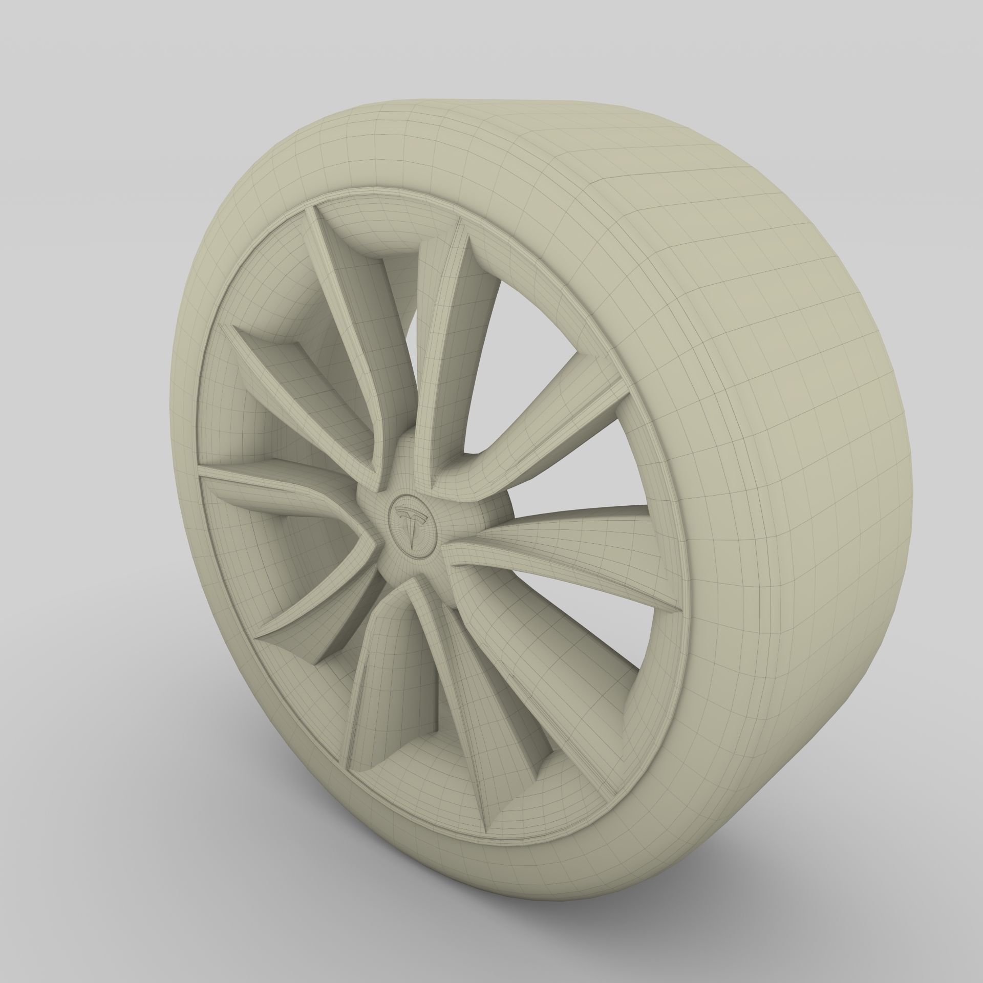 Tesla Model 3 Rim Low-poly 3D model_18