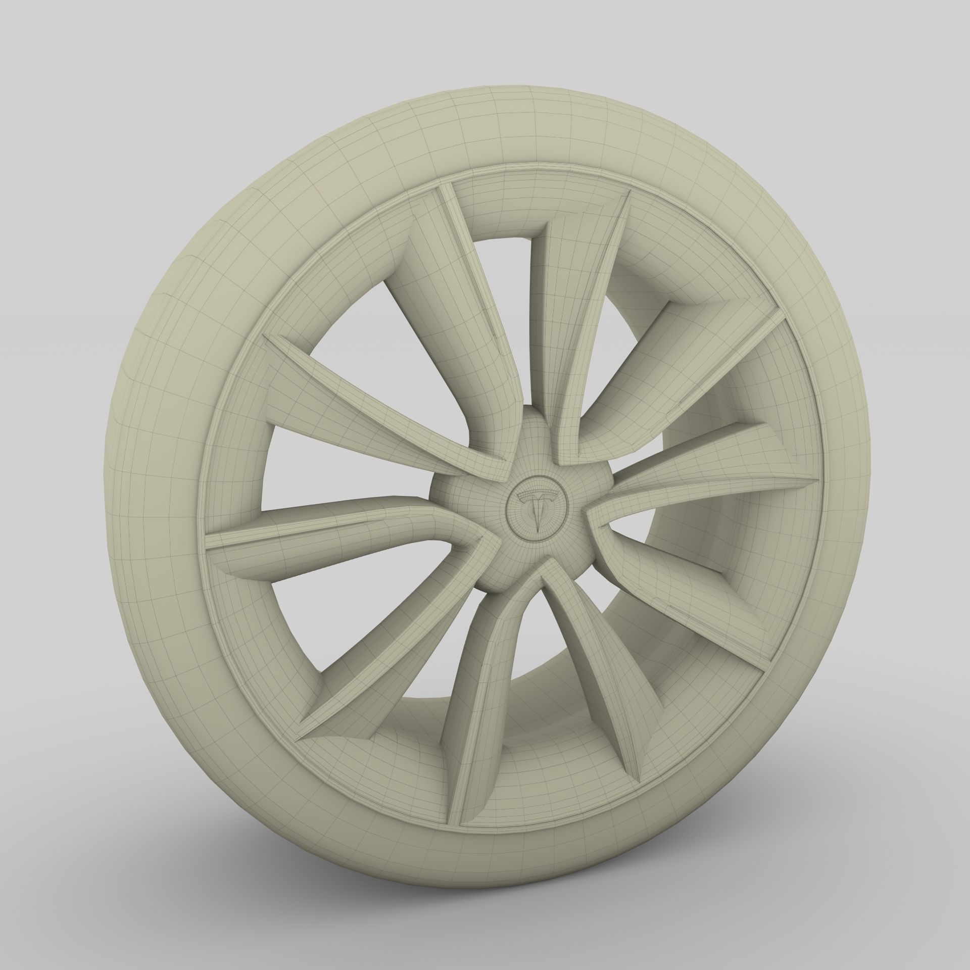 Tesla Model 3 Rim Low-poly 3D model_15