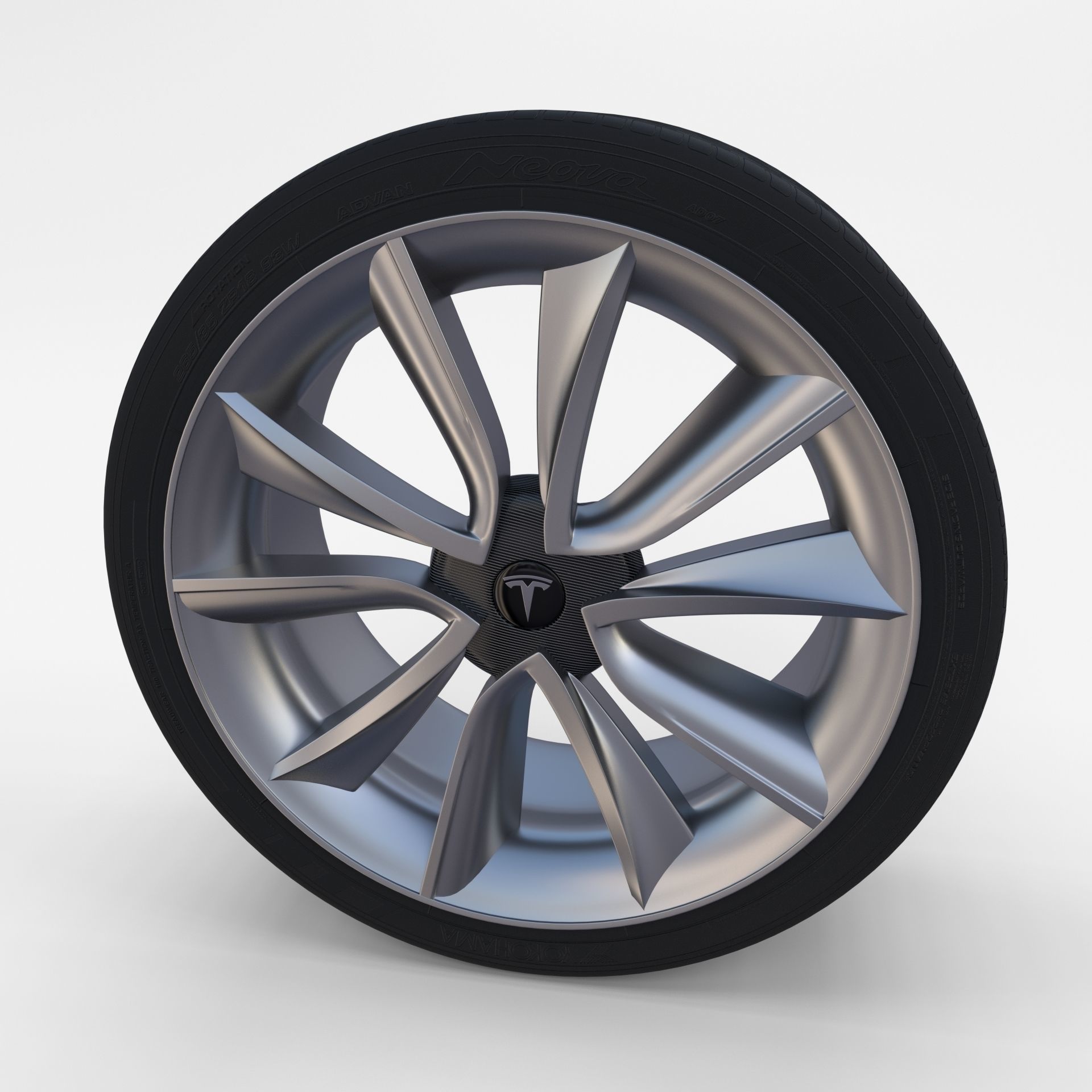 Tesla Model 3 Rim Low-poly 3D model_6