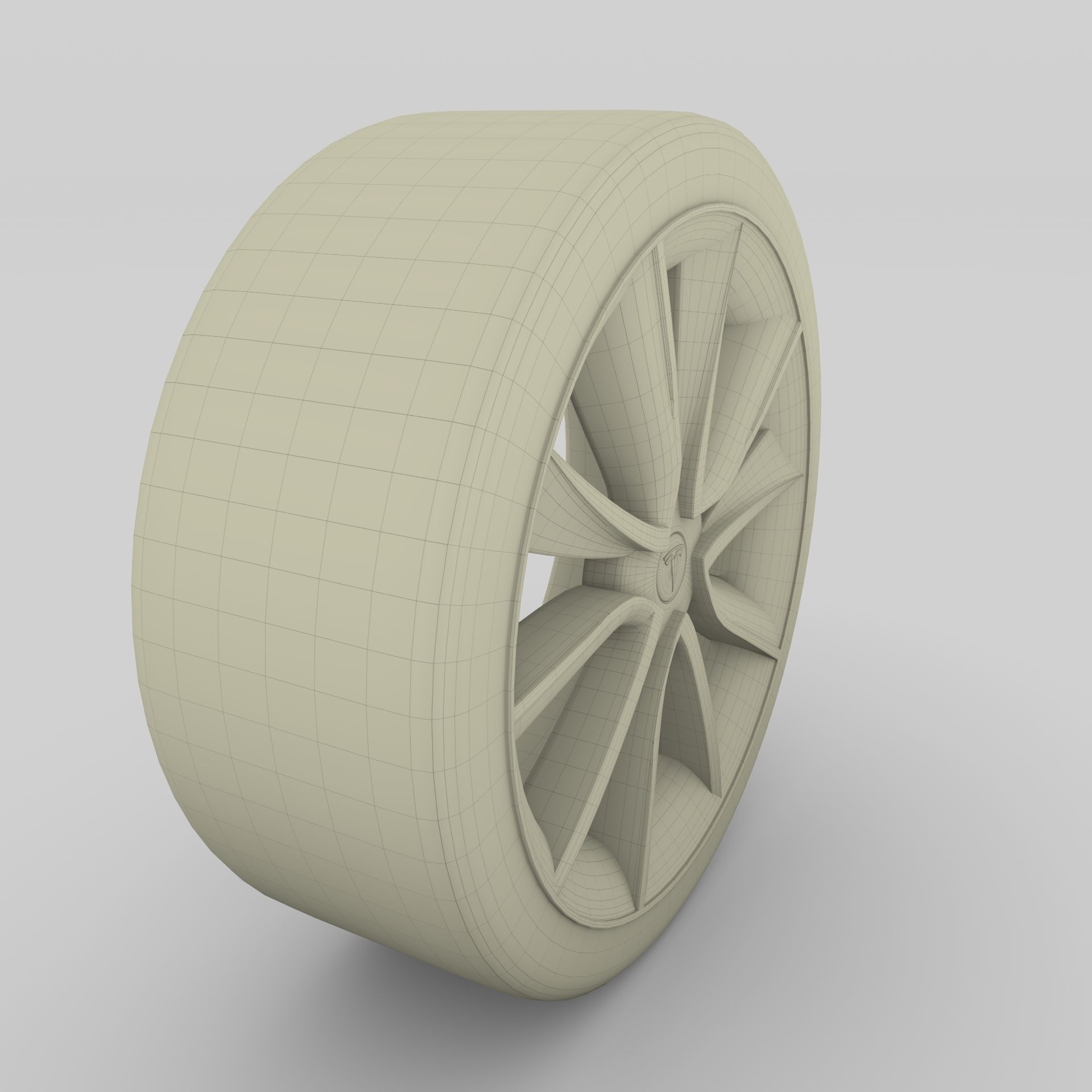 Tesla Model 3 Rim Low-poly 3D model_10