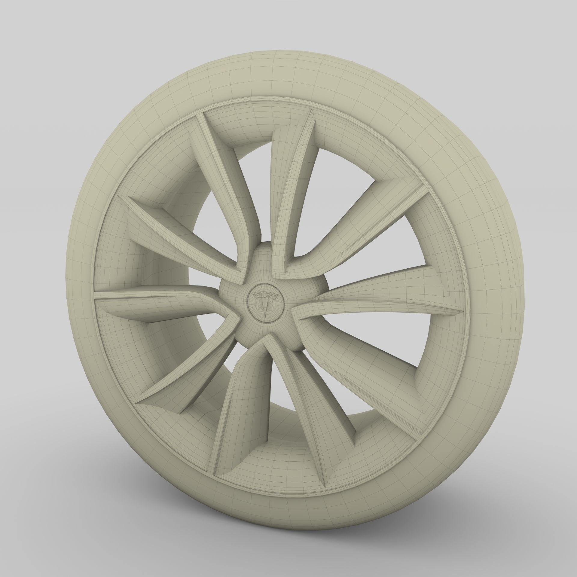 Tesla Model 3 Rim Low-poly 3D model_11