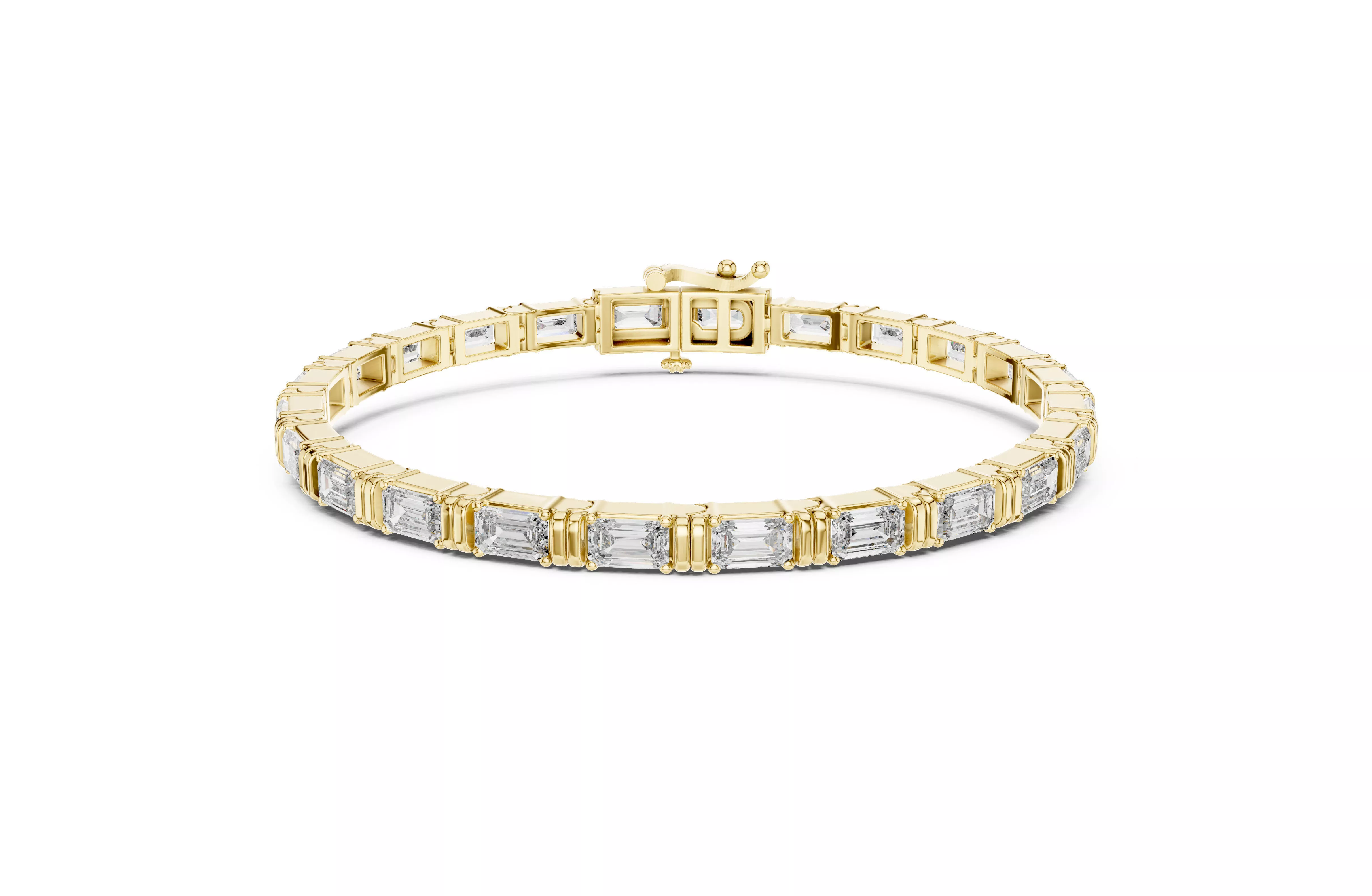 Premium Emerald Cut Diamond Bar Tennis Bracelet CAD 3D print model