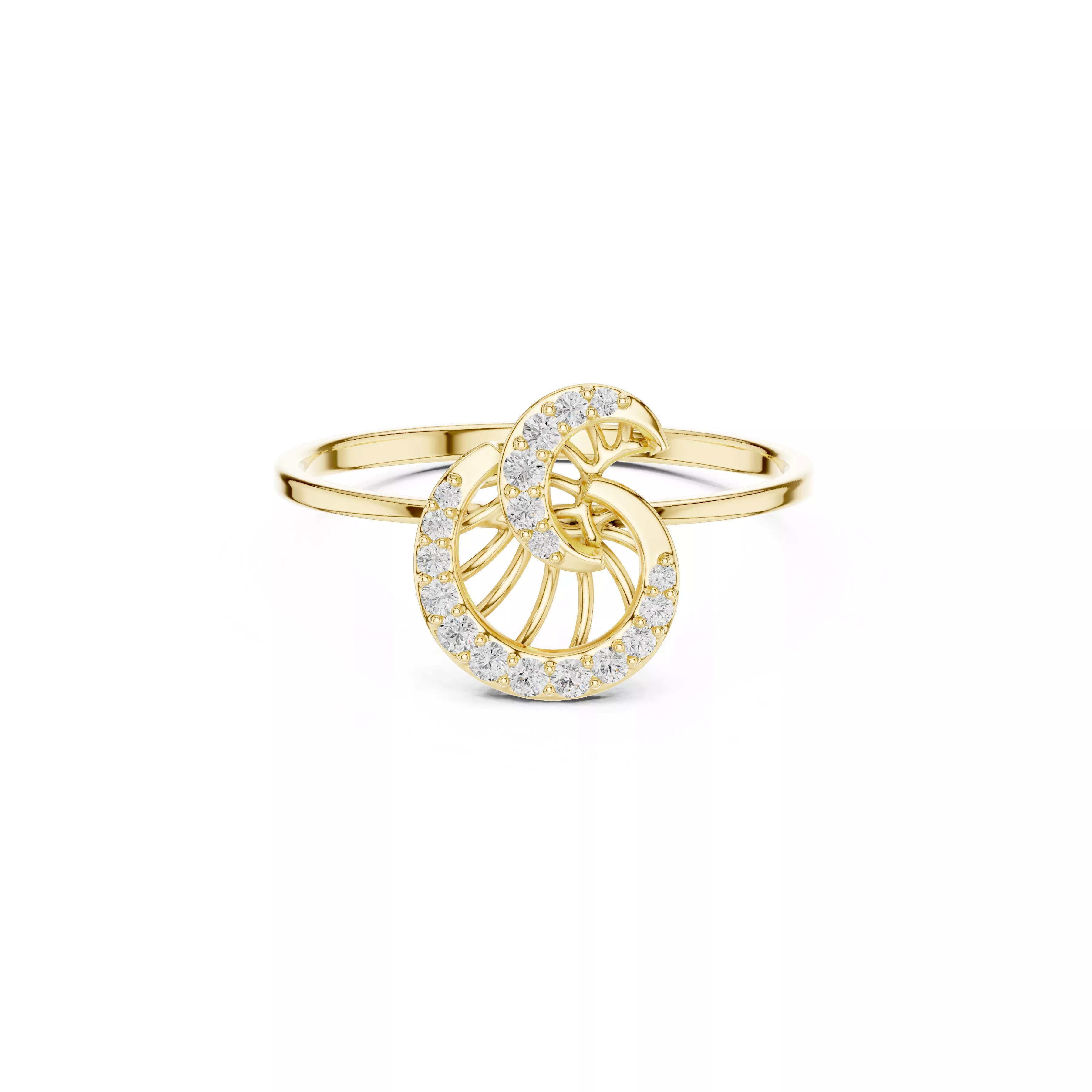 Modern Infinity Interlocking Halo Diamond Ring CAD 3D print model