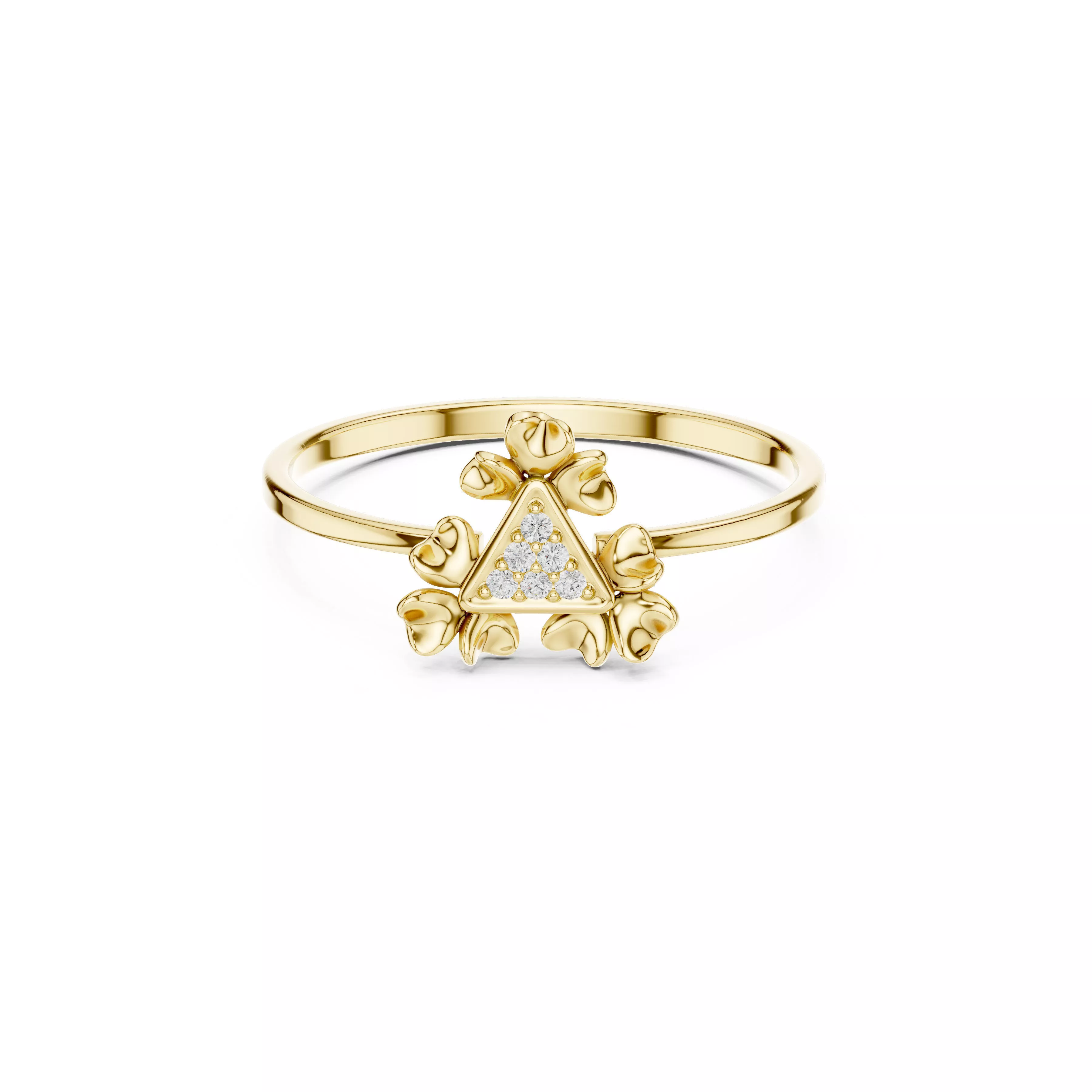 Jewelry Triangle Floral Diamond Ring Modern Design Rings CAD 3D print model