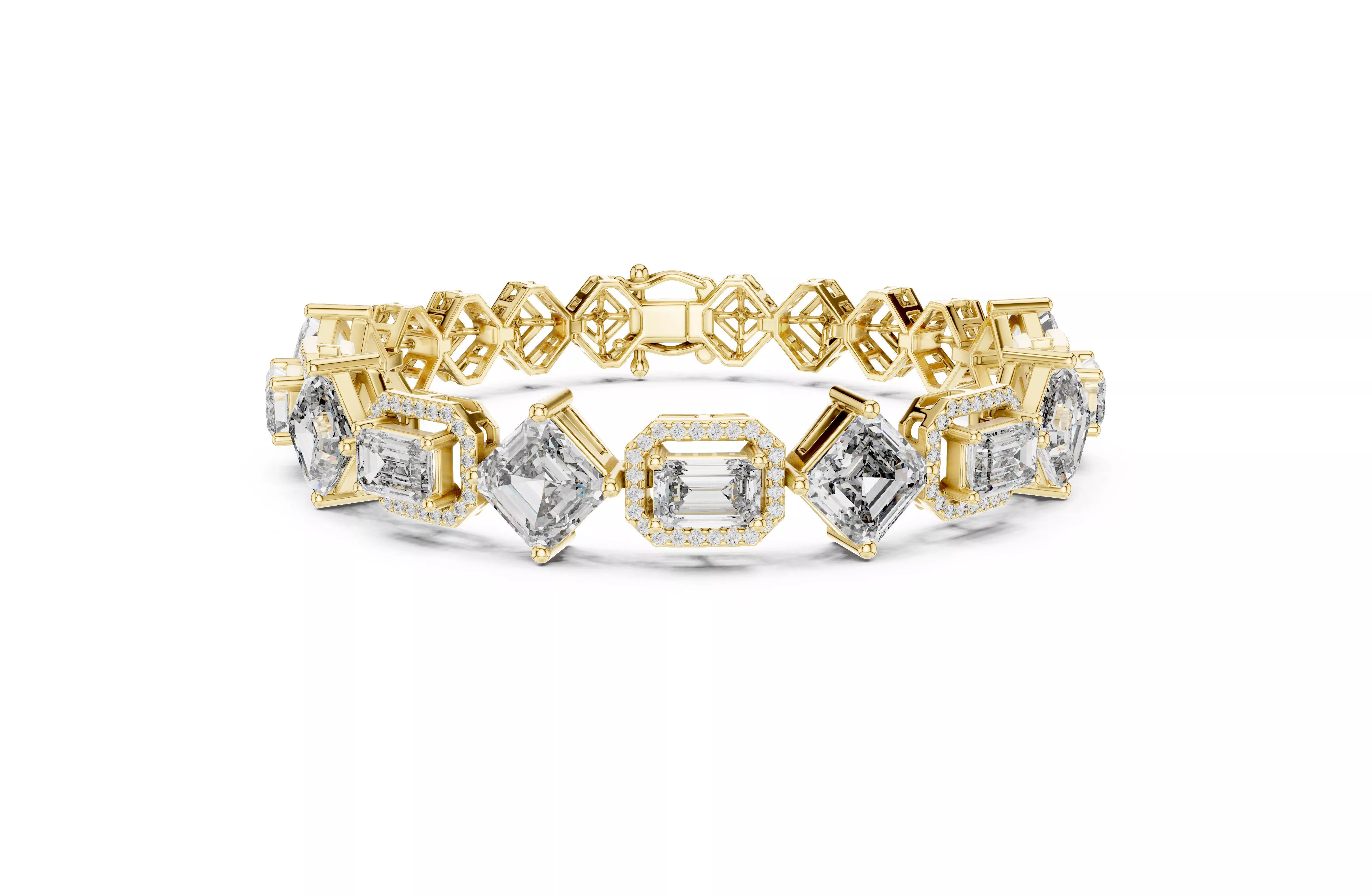 Premium Multi Shape Halo Diamonds Tennis Bracelet CAD 3D print model