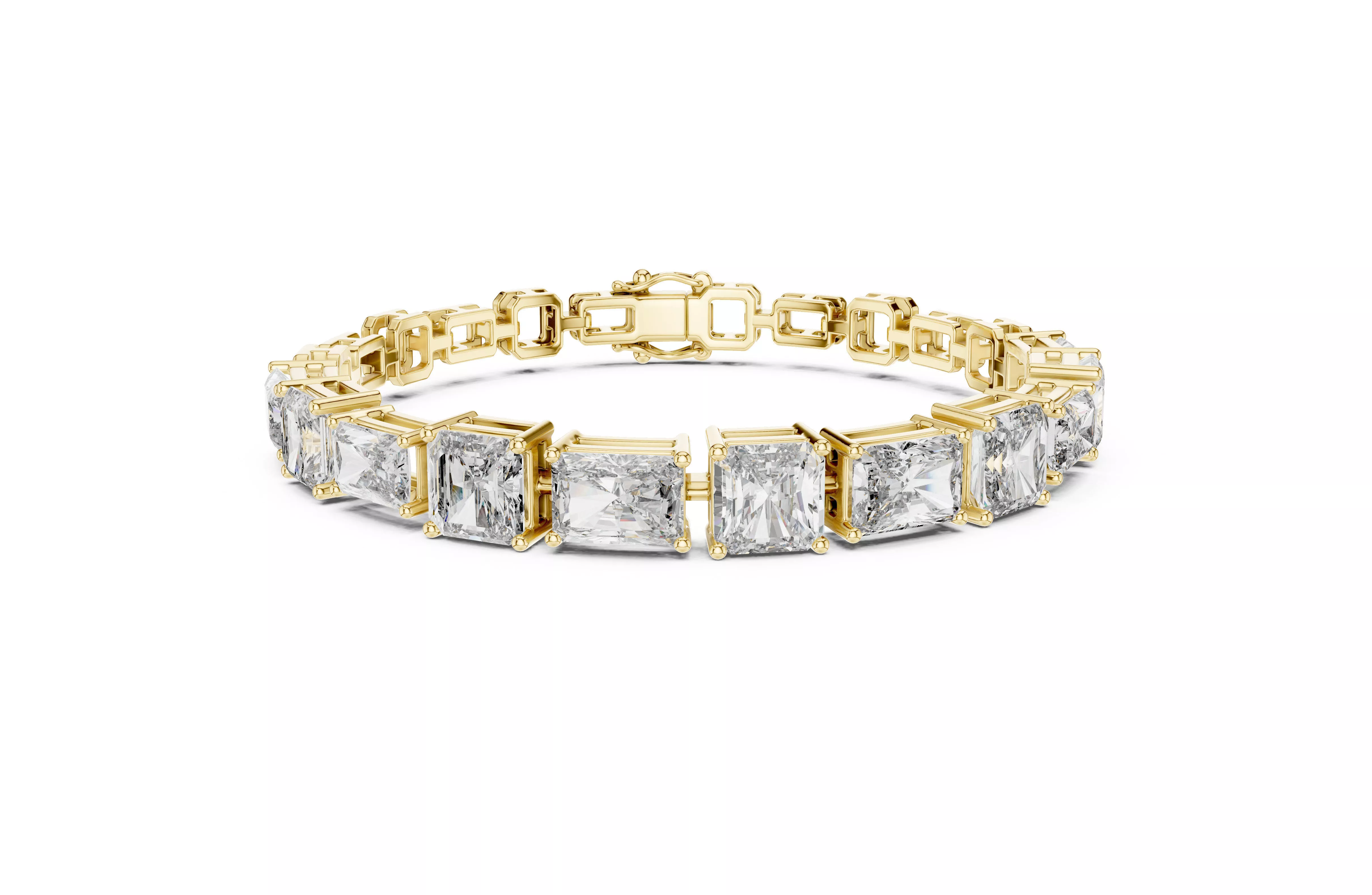 Elegant Emerald Princess Cut Diamond Tennis Bracelet CAD 3D print model