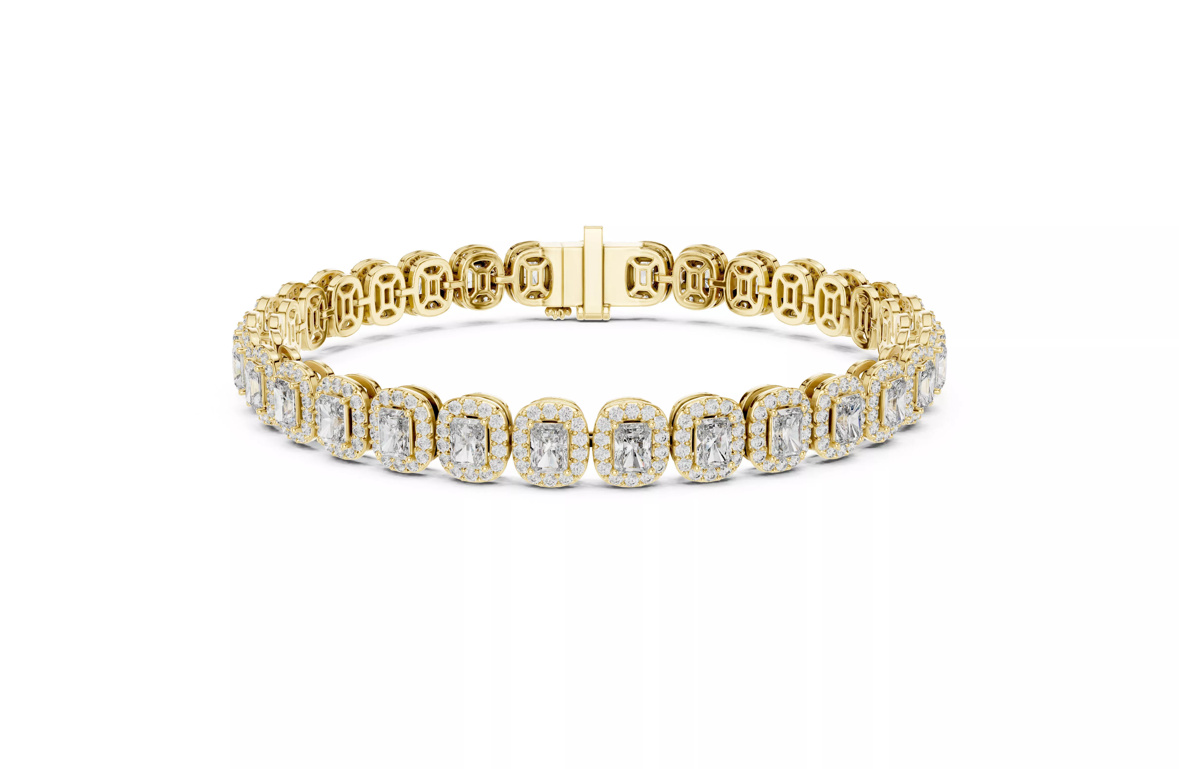 Luxury Cushion Halo Diamond Tennis Bracelet CAD 3D print model