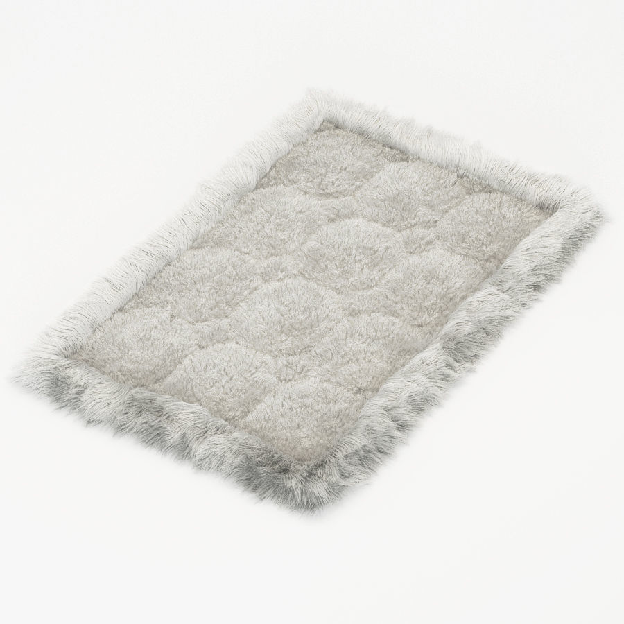 Small soft carpet of fur alpaca 3D model_3