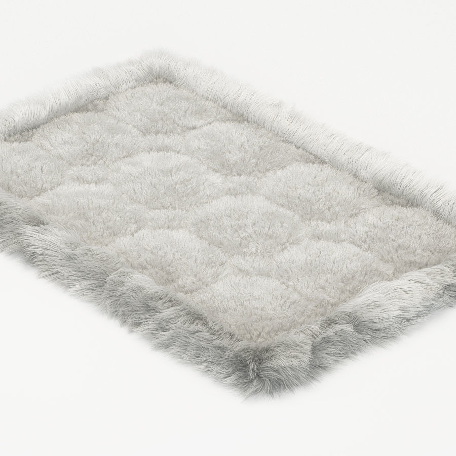 Small soft carpet of fur alpaca 3D model_2