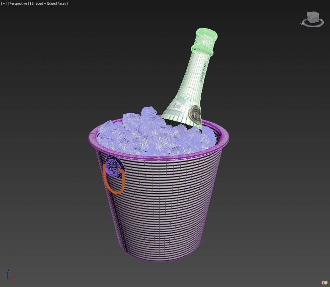 Martini in bucket with ice 3D model_2