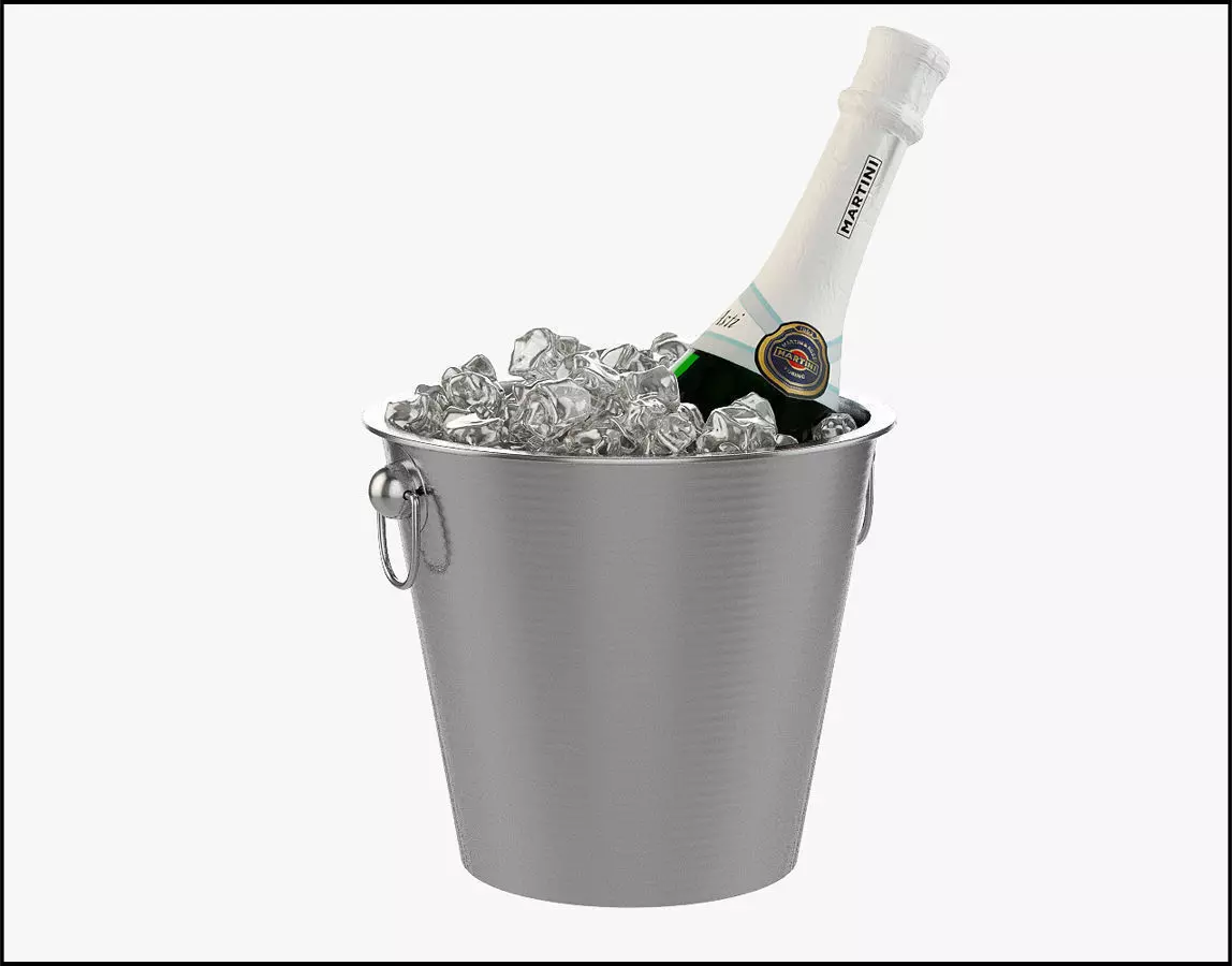 Martini in bucket with ice 3D model_0