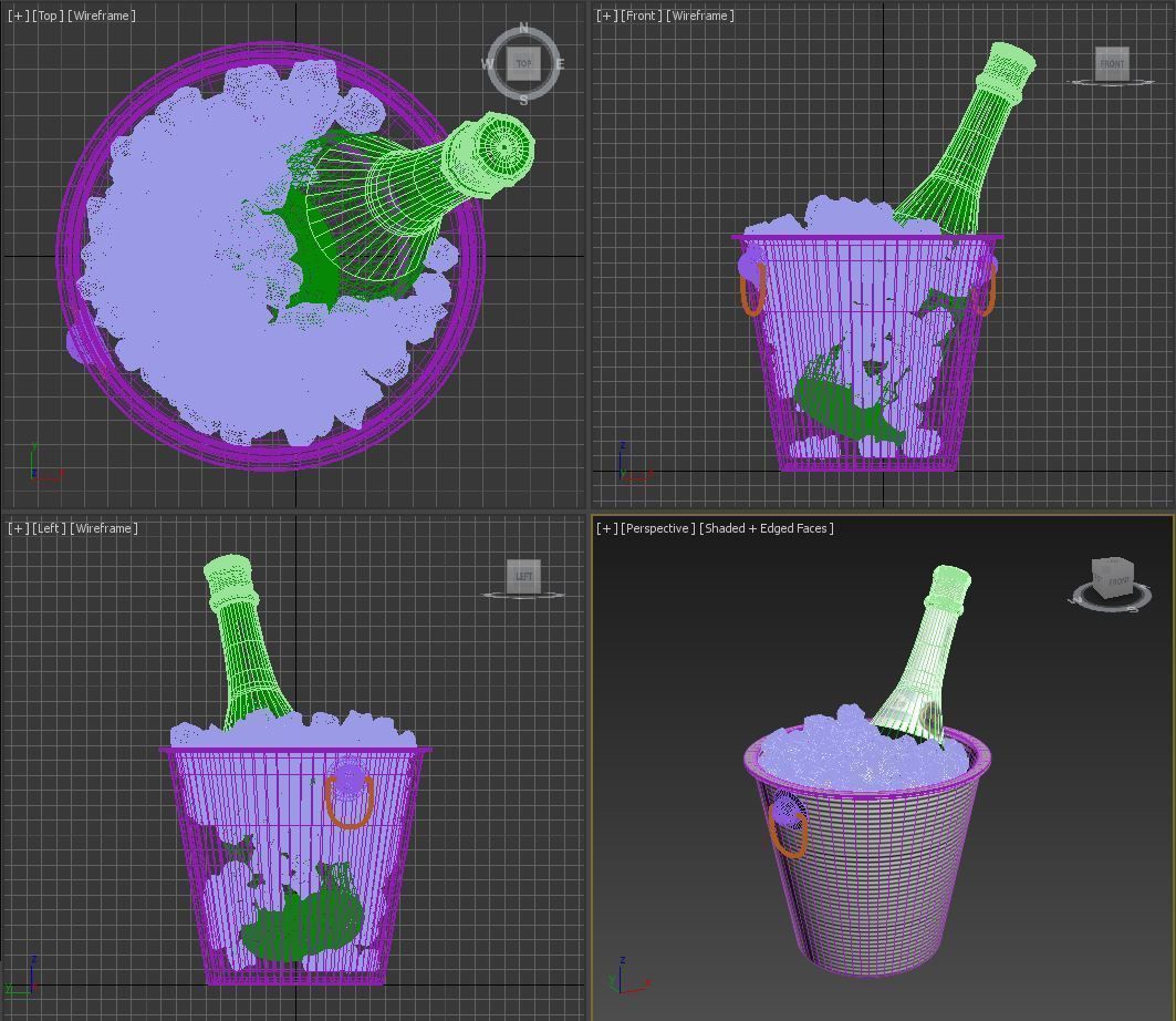 Martini in bucket with ice 3D model_5