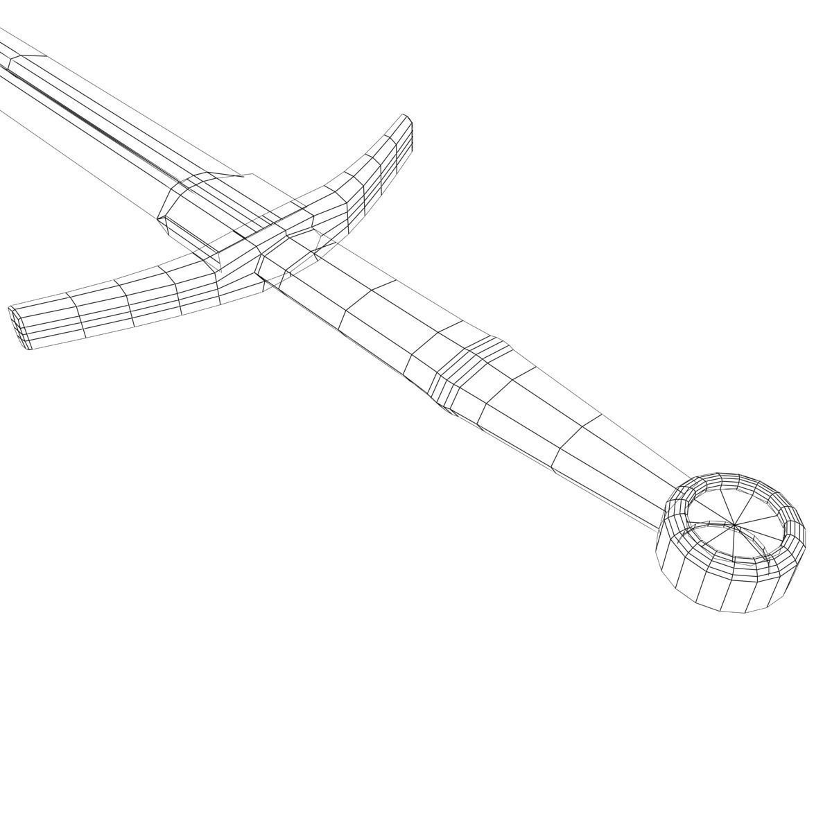 Medieval Bastard Sword Low-poly 3D model_6