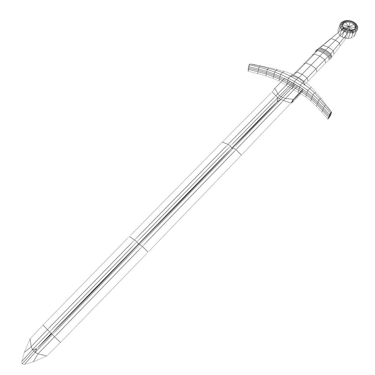 Medieval Bastard Sword Low-poly 3D model_4