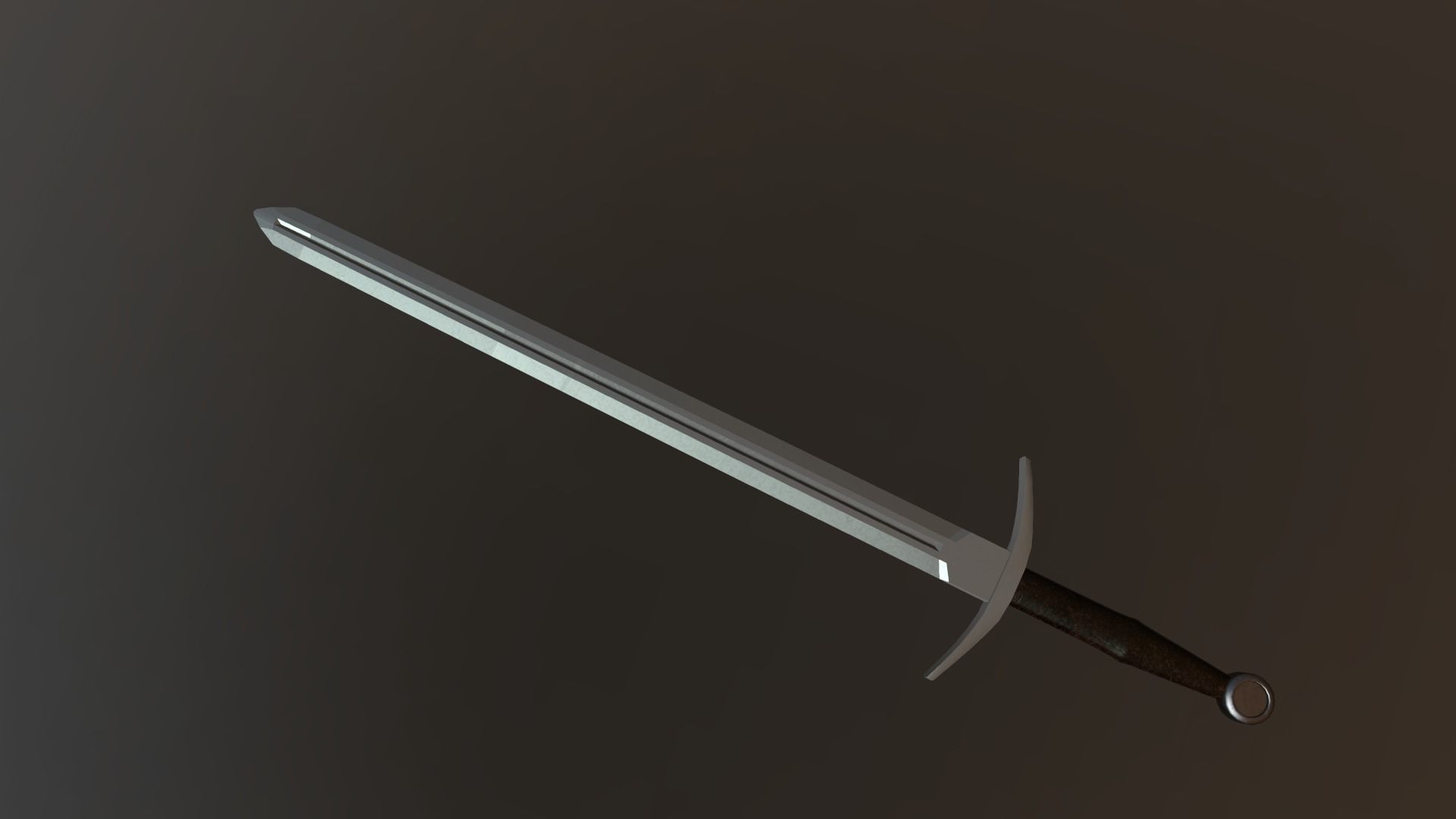 Medieval Bastard Sword Low-poly 3D model_1