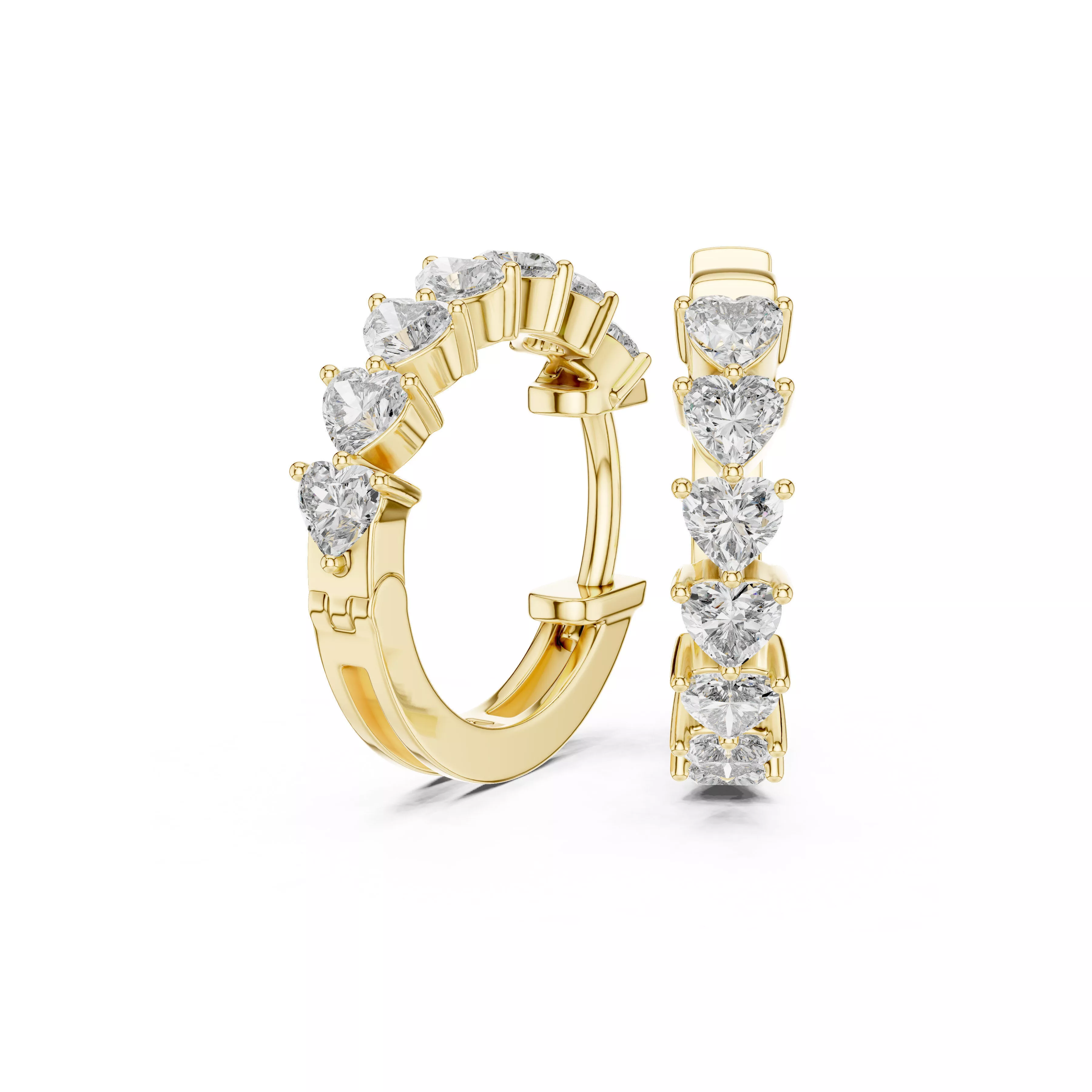 Heart Shape Diamond Hoop Earrings Romantic Luxury Hoops CAD 3D print model